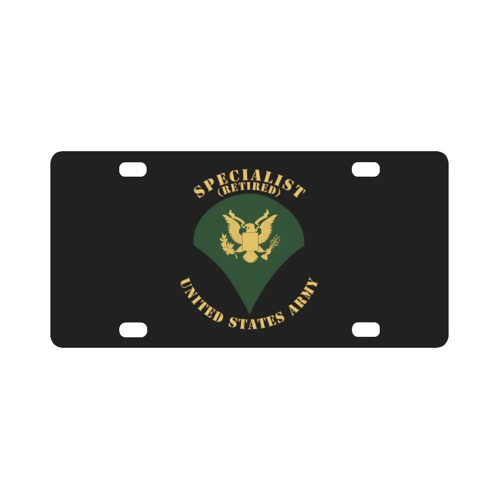 Army - Specialist - Sp4 - Retired - Flat X 300 Classic License Plate 1