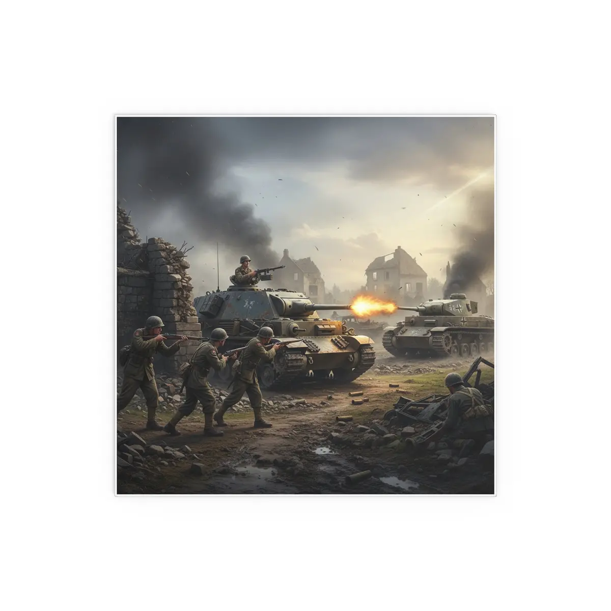 Indoor And Outdoor Silk Posters - Tank Destroyer - M10 Wolverine Vs German Panzer Tank 6