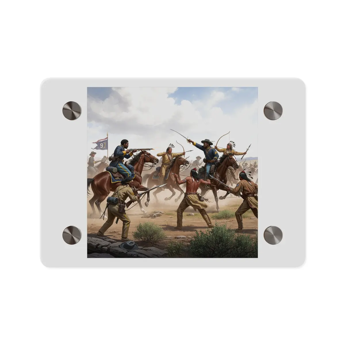 Acrylic Wall Art Panel - 9Th Cavalry Regiment Fighting Native Americans During The Indian Wars 1