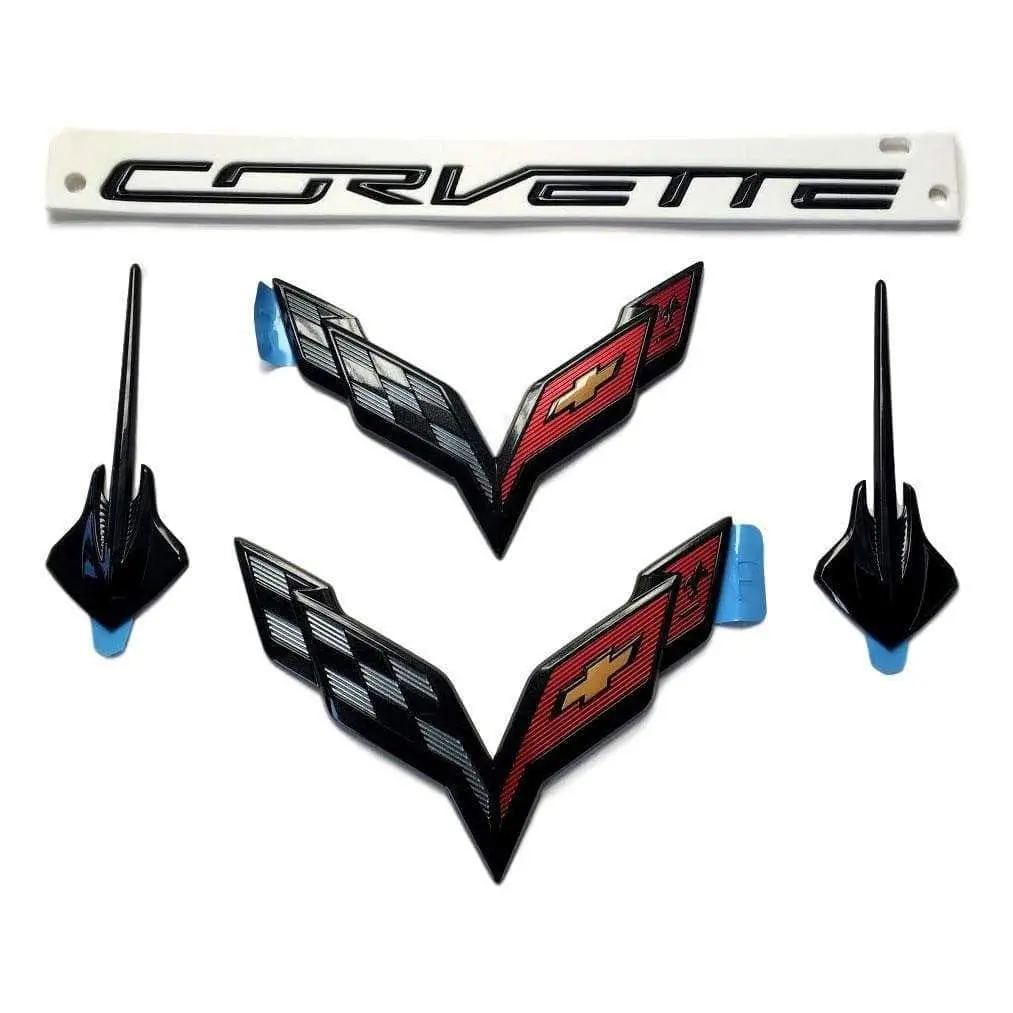 C7 Black Out Carbon Flash Stingray Emblem Kit 1