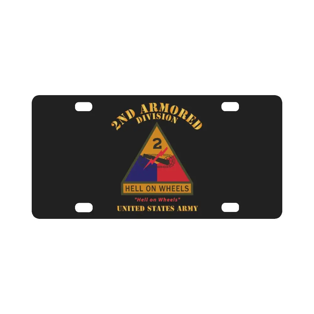 Army - Ssi - 2Nd Armored Division W Name Tape - Hell On Wheels - Us Army X 300 Classic License Plate 1