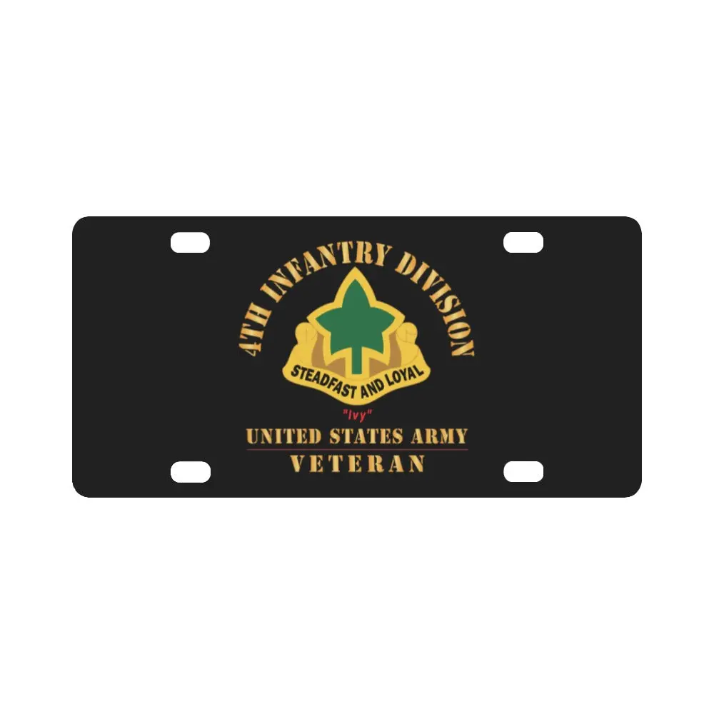 Army - Dui - 4Th Infantry Division - Ivy - Us Army Veteran X 300 Classic License Plate 1