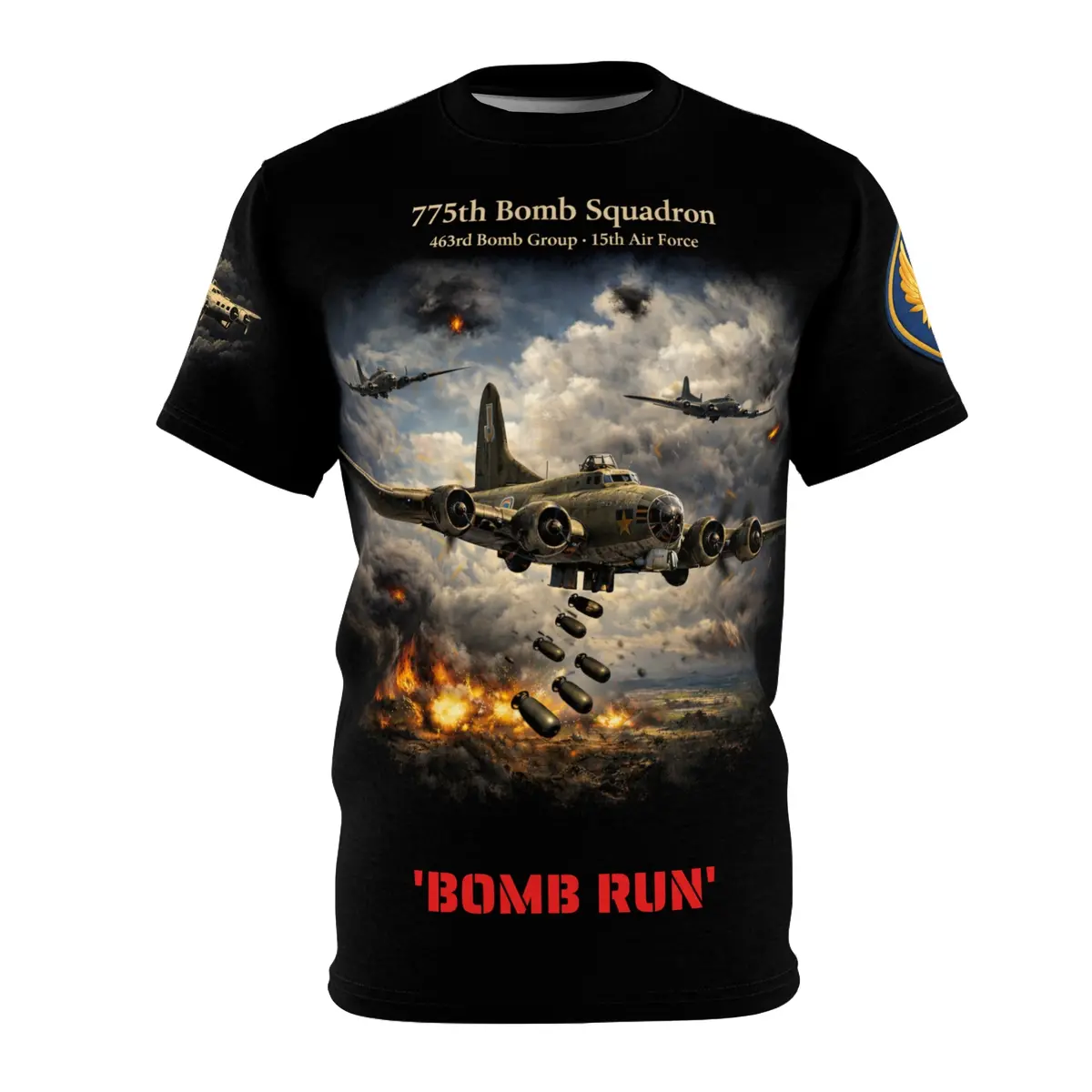 Wwii 775Th Bomb Squadron 'Bomb Run' All-Over Print Tee 1
