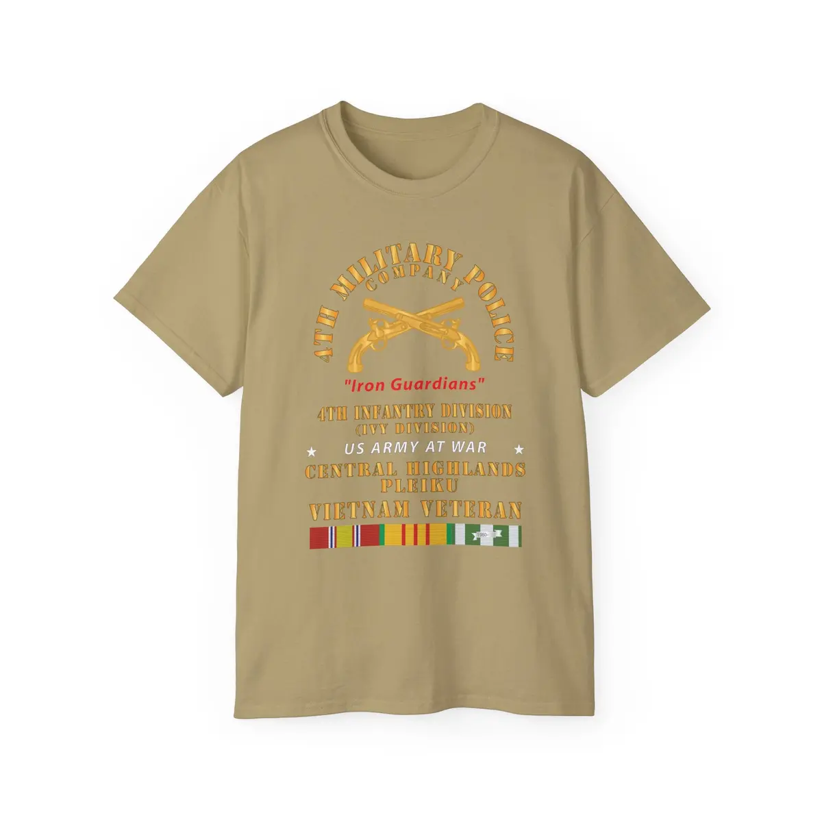 Unisex Ultra Cotton Tee - Army - 4Th Military Police Co, - Iron Guardians - 4Th Infantry Div - Vietnam Veteran W Vn Service X 300 3