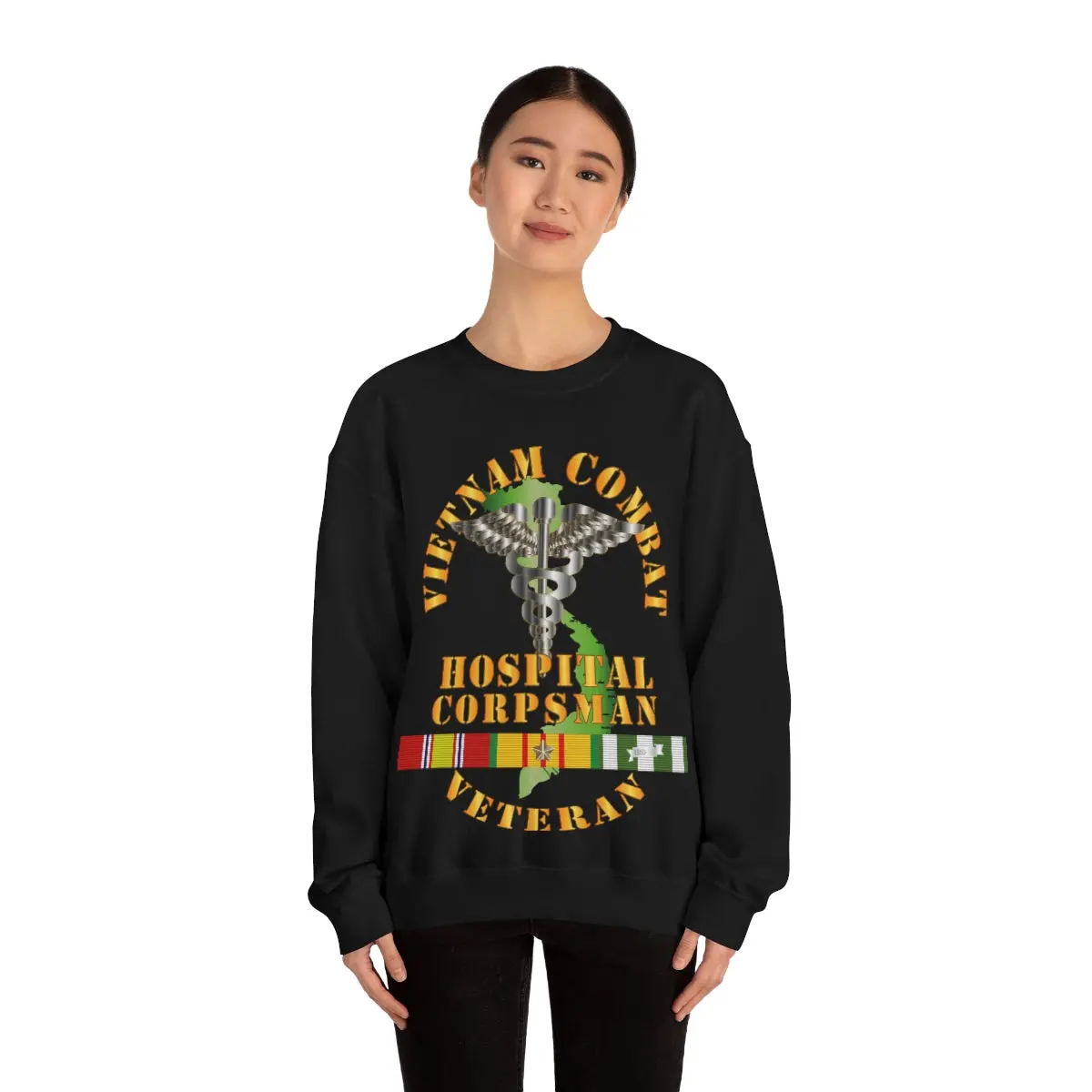 Unisex Heavy Blend Crewneck Sweatshirt - Usn - Usmc - Vietnam Combat Veteran Hospital Corpsman X 300 3