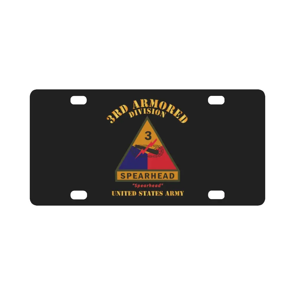Army - Ssi - 3Rd Armored Division W Name Tape - Spearhead - Us Army X 300 Classic License Plate 1