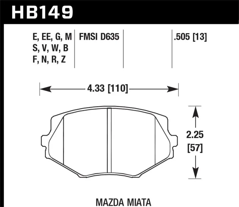 Hawk Dtc-60 Race Front Brake Pads For Mazda Miata (1994–2000, 2001–2003 W/ Stock Suspension) 1