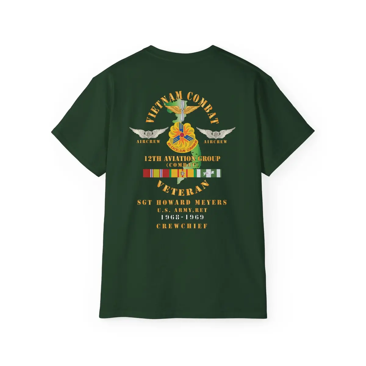 Unisex Ultra Cotton Tee - Vietnam Combat Aviation Vet W Air Crew Badges - 12Th Aviation Group - Vietnam - Ssi - Sgt Howard Meyers - 1968-1969 Svc X 300 32