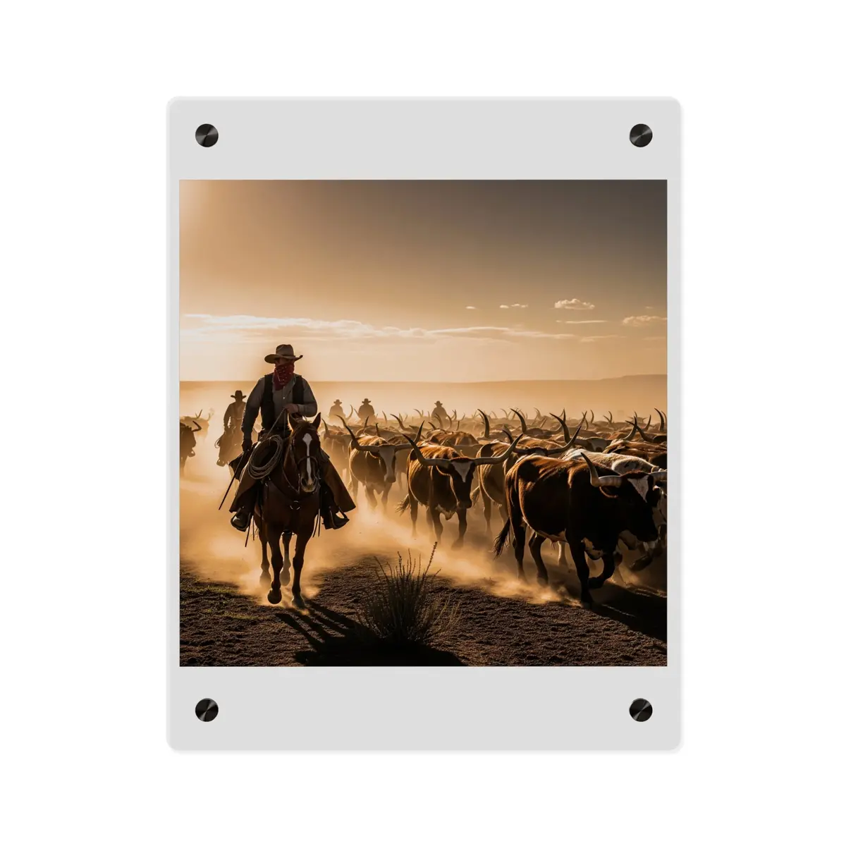Acrylic Wall Art Panel - Dirty, Dusty Cattle Drive In The Old West 7