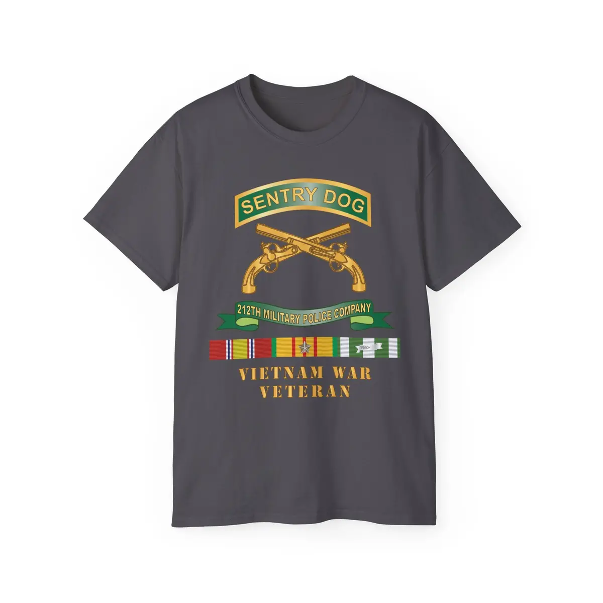 Unisex Ultra Cotton Tee - Army - Sentry Dog - 212Th Military Police Company W Br - Ribbon Vietnam War Veteran W Vn Svc X 300 10