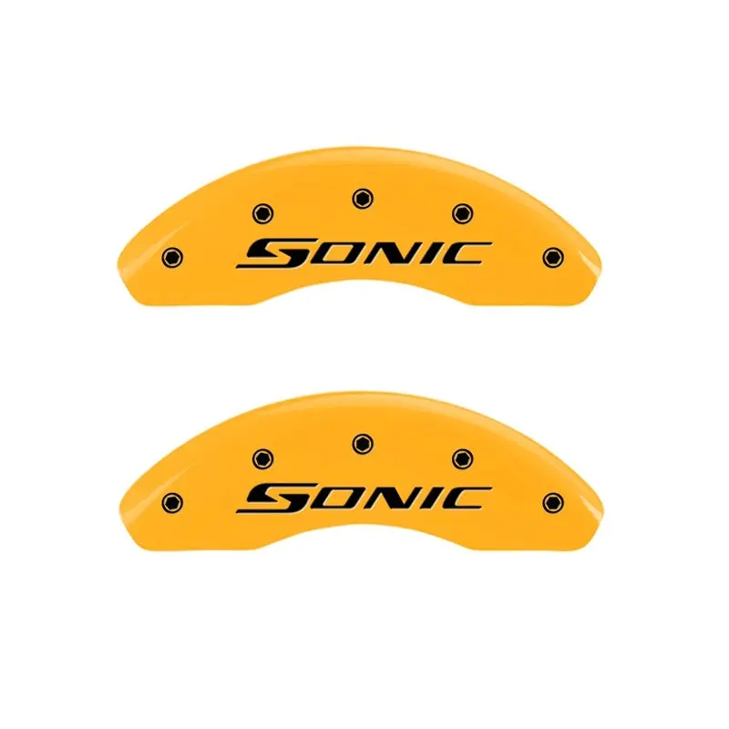 Mgp Engraved Front Caliper Covers – Sonic Yellow Finish With Black Chrome Accents 1