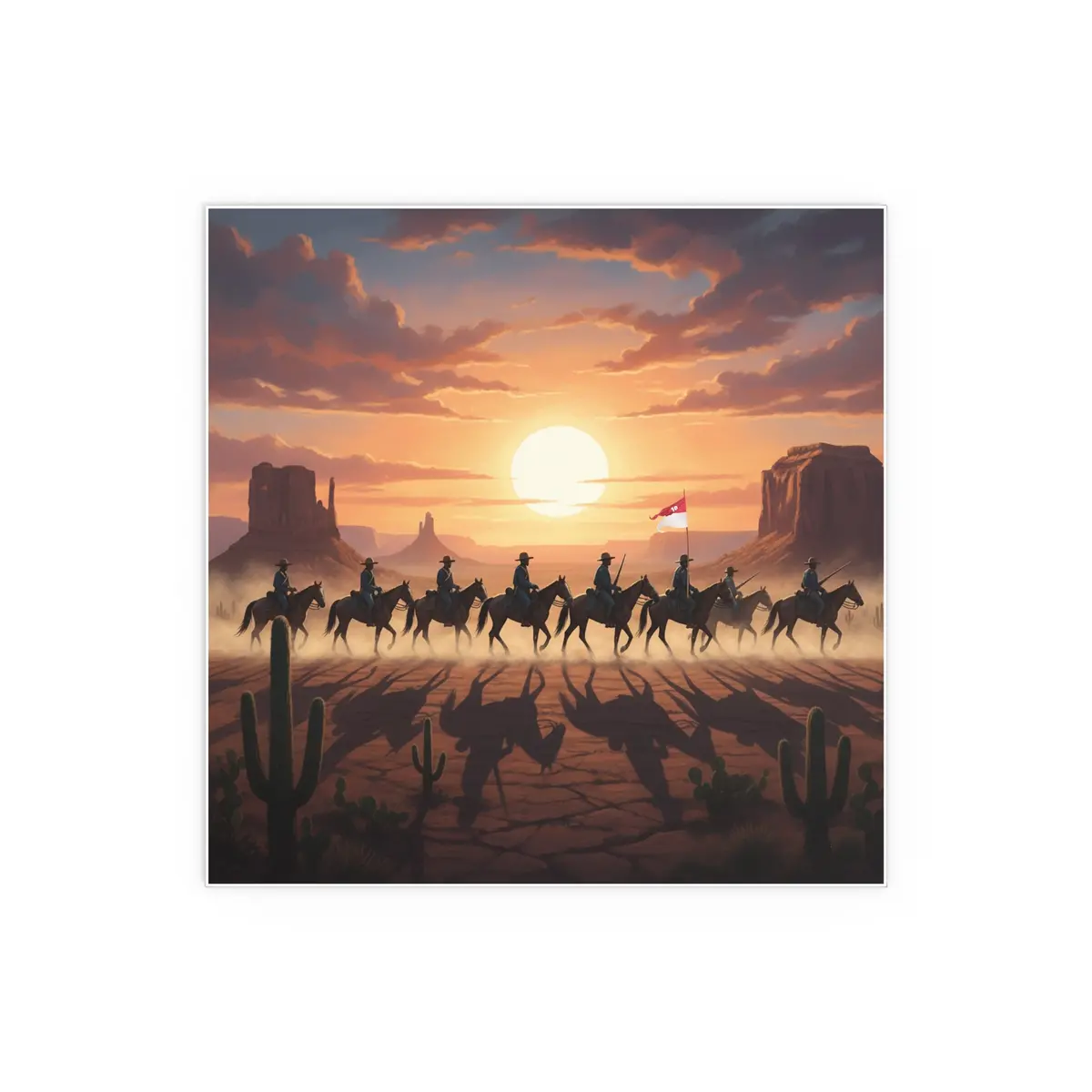 Indoor And Outdoor Silk Posters - 10Th Cavalry On Patrol In The Sunset W 10Th Cav Guidon 6