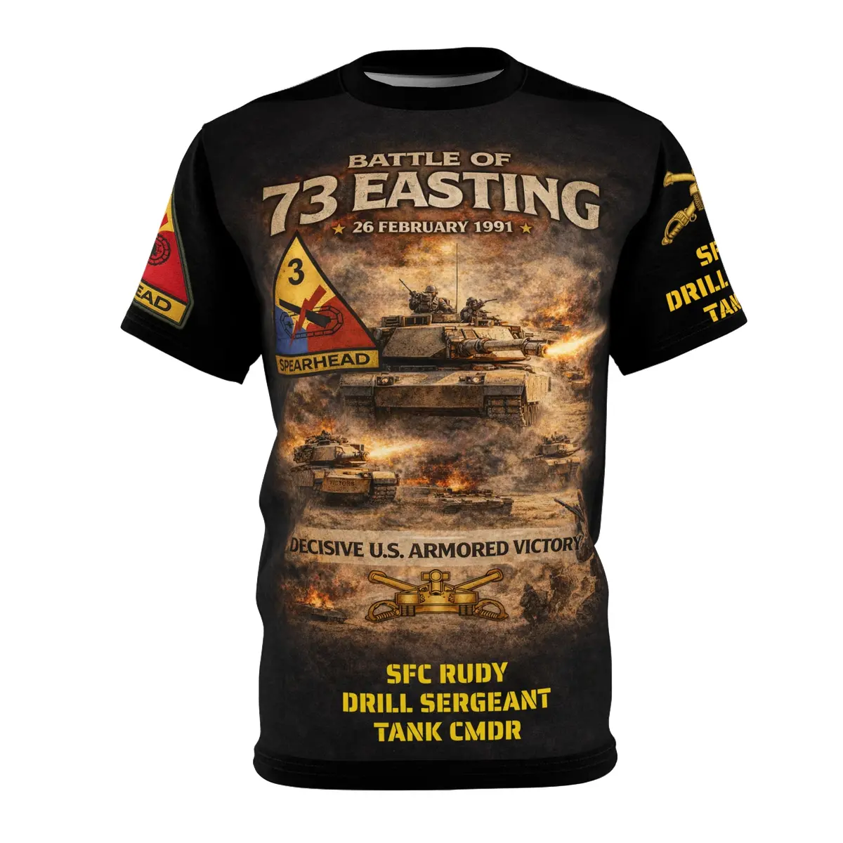 Battle Of 73 Easting Veterans Tribute All-Over Print Tee — 3Rd Armored Division (Spearhead) - Sfc Rudy 1