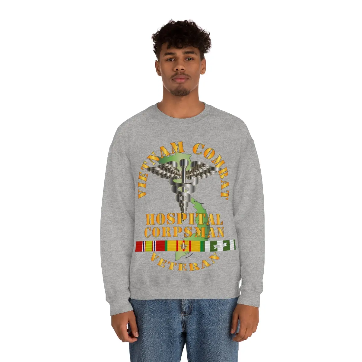Unisex Heavy Blend Crewneck Sweatshirt - Usn - Usmc - Vietnam Combat Veteran Hospital Corpsman X 300 19