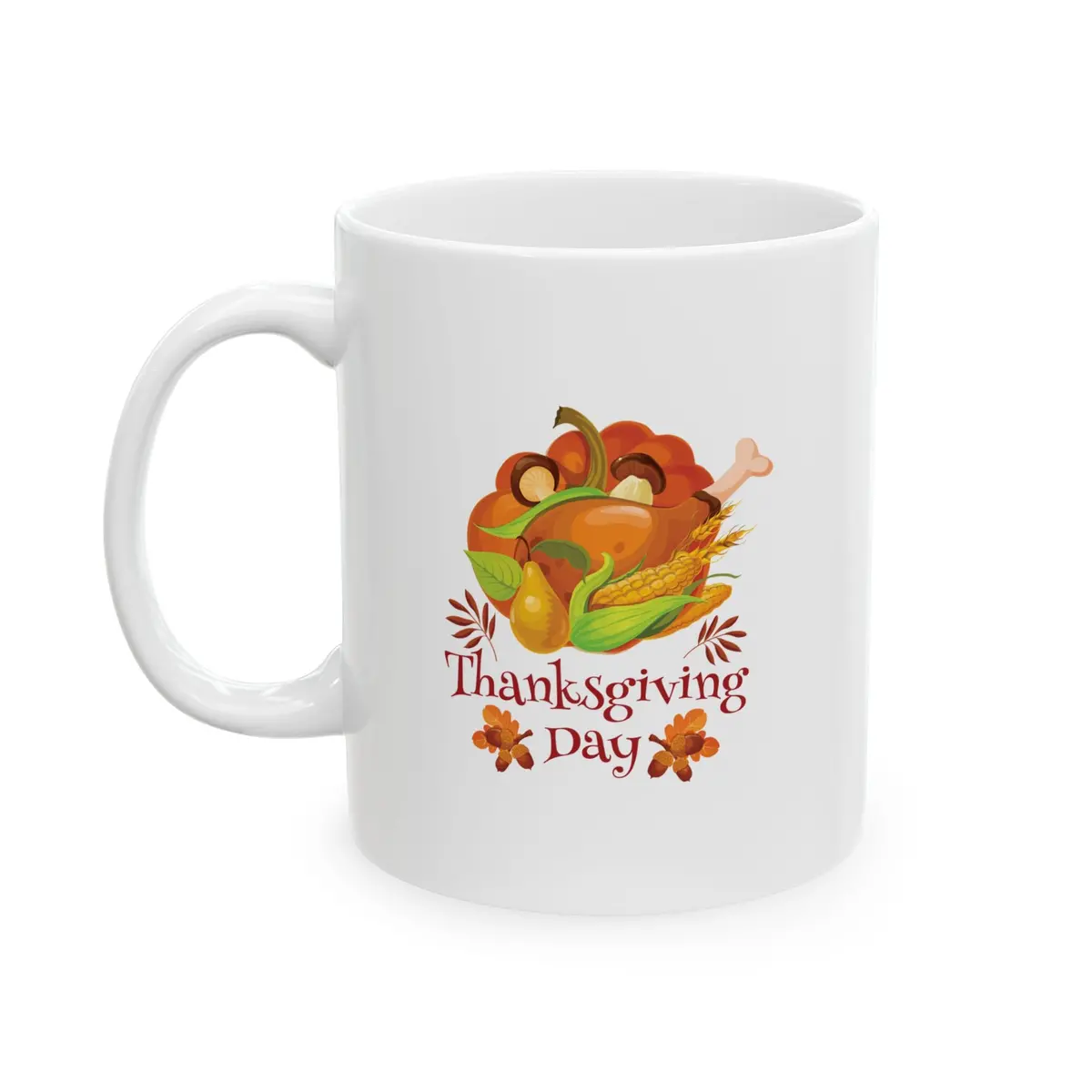 White Ceramic Mug - 11Oz & 15Oz - Thanksgiving Day - Turkey 1