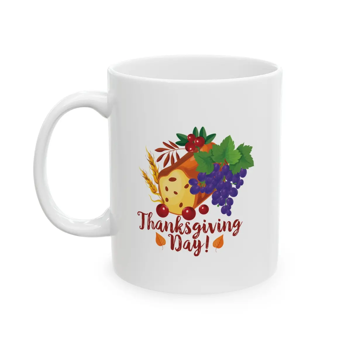 White Ceramic Mug - 11Oz & 15Oz - Thanksgiving Day - Bread 1