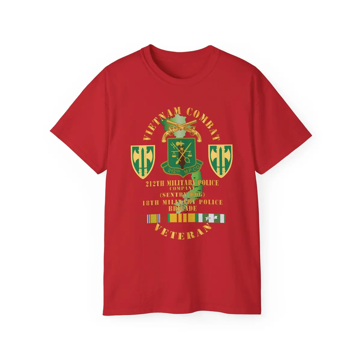 Unisex Ultra Cotton Tee - Army - Vietnam Combat Veteran W 212Th Military Police Company - 18Th Mp Bde Ssi - Vn Svc X 300 13
