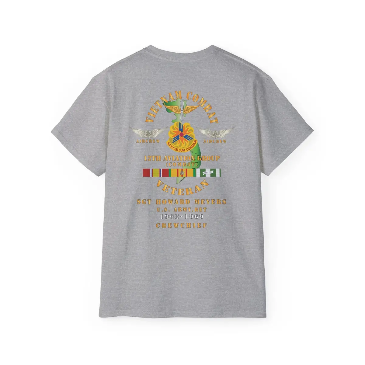 Unisex Ultra Cotton Tee - Vietnam Combat Aviation Vet W Air Crew Badges - 12Th Aviation Group - Vietnam - Ssi - Sgt Howard Meyers - 1968-1969 Svc X 300 23
