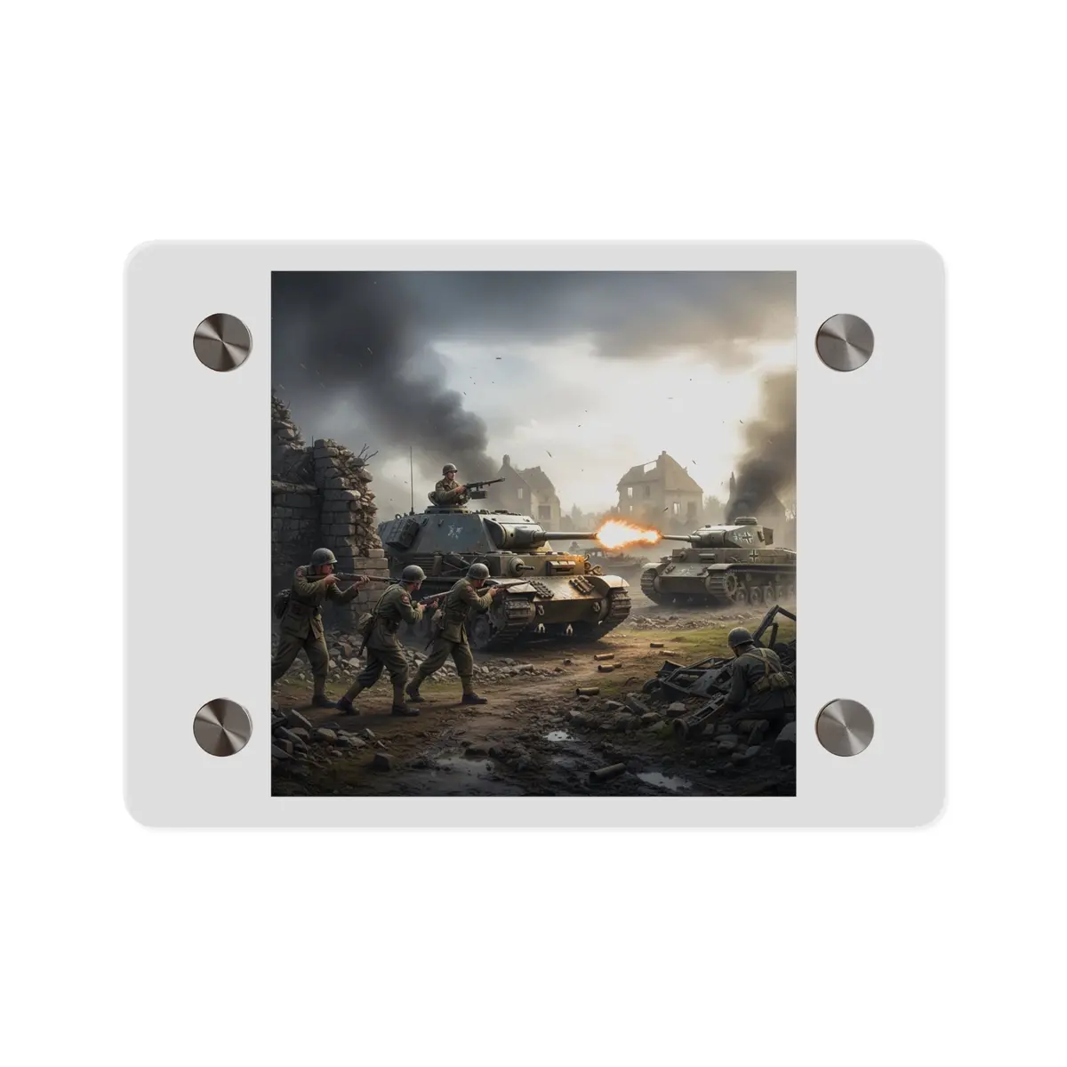Acrylic Wall Art Panel - Tank Destroyer - M10 Wolverine Vs German Panzer Tank 1