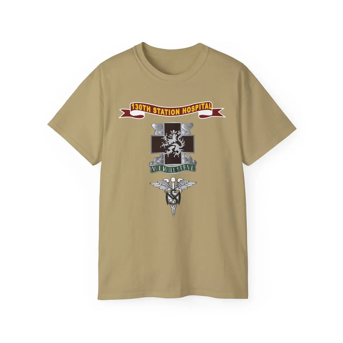Unisex Ultra Cotton Tee - Army - 130Th Station Hospital - Ribbon - Dui - Army Medical Service Corps Branch X 300 3