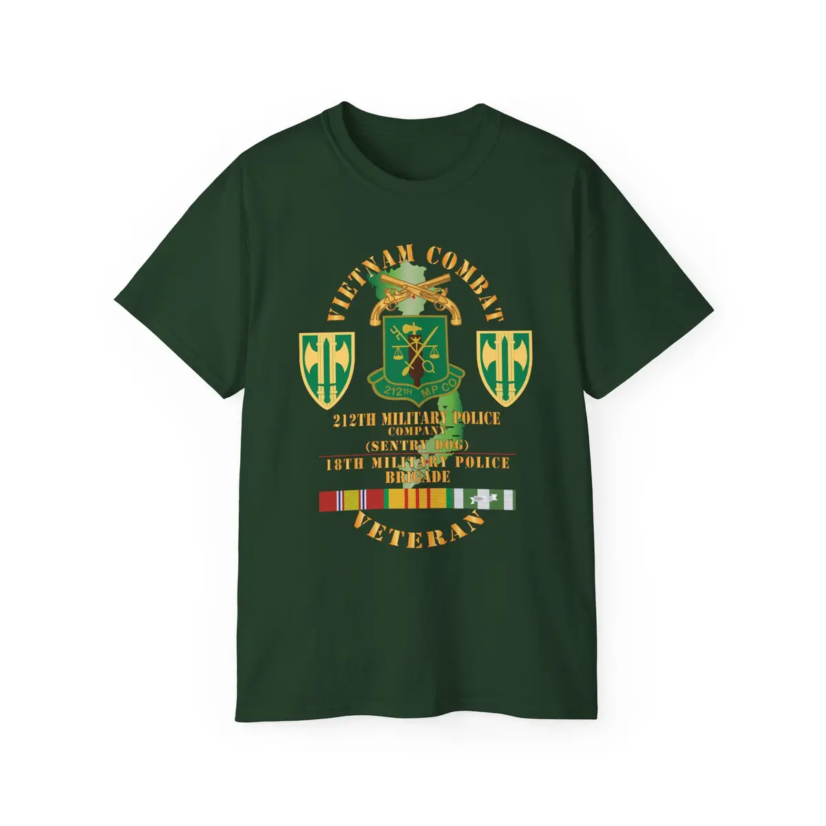 Unisex Ultra Cotton Tee - Army - Vietnam Combat Veteran W 212Th Military Police Company - 18Th Mp Bde Ssi - Vn Svc X 300 11
