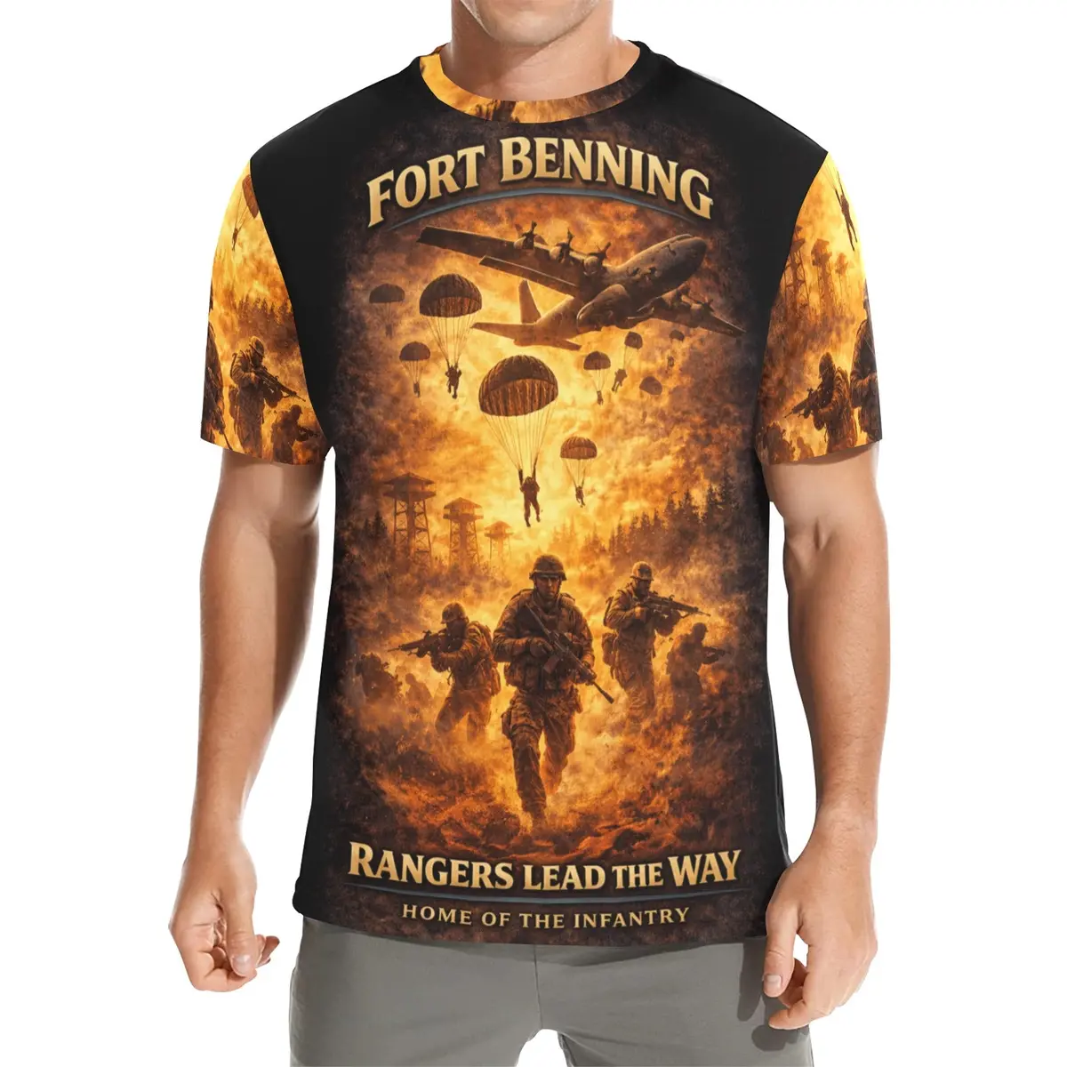 Men's All-Over Print Crew Neck T-Shirt — Fort Benning | Follow Me, I Am The Infantry 1