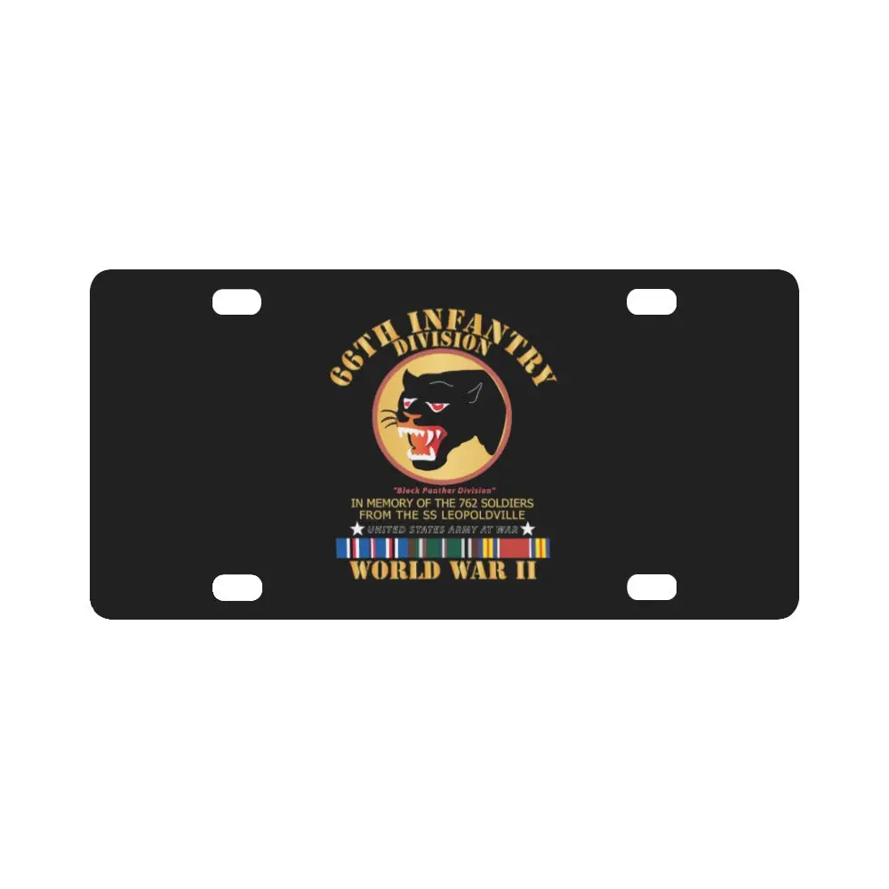 Army - 66Th Infantry Div - Black Panther Div - Wwii W Ss Leopoldville W Eu Svc Classic License Plate 1
