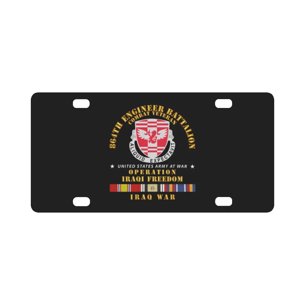Army - 864Th Eng Bn - Iraqi Freedom Veteran W Iraq Svc Classic License Plate 1
