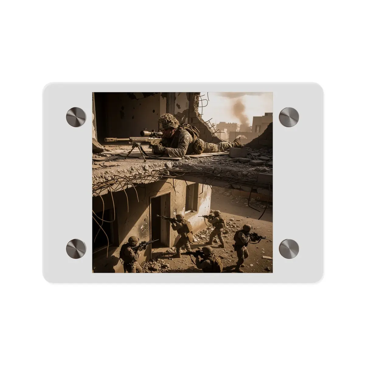 Acrylic Wall Art Panel - Marine Sniper Providing Overwatch For Breach Team 1