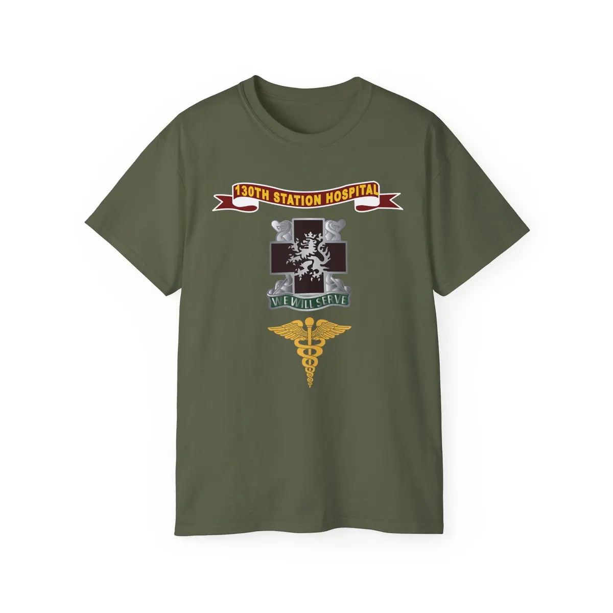 Unisex Ultra Cotton Tee - Army - 130Th Station Hospital - Ribbon - Dui - Army Medical Corps Branch X 300 6