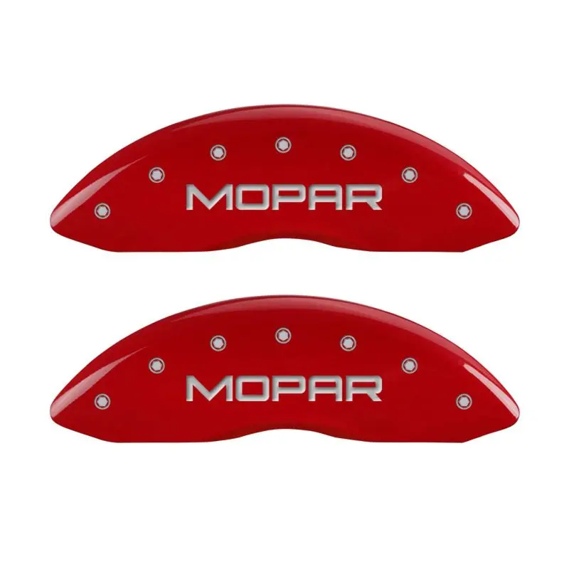 Mgp Engraved Front & Rear Caliper Covers – Mopar Red Finish With Silver Chrome Trim 1