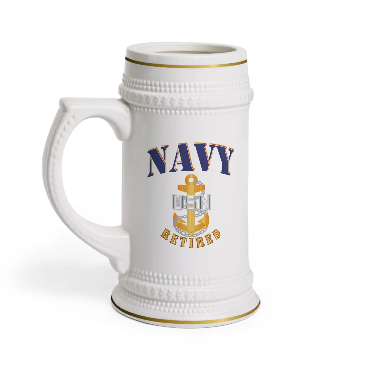 United States Navy Retired Beer Stein — Military Veteran Stein Mug 1