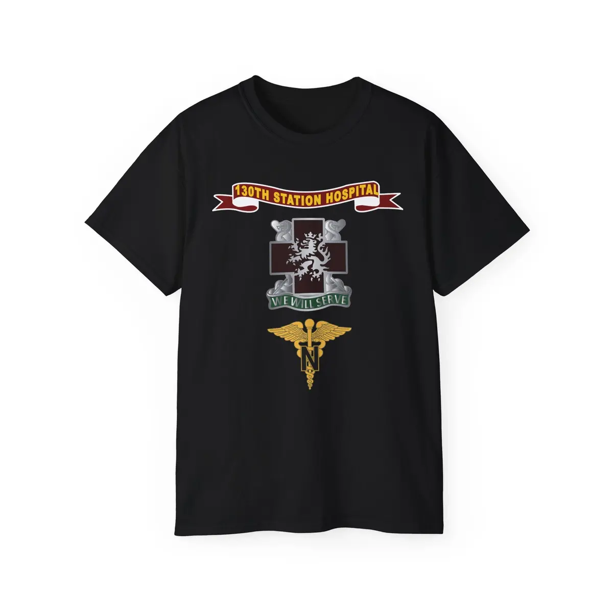 Unisex Ultra Cotton Tee - Army - 130Th Station Hospital - Ribbon - Dui - Army Nurse Branch X 300 4