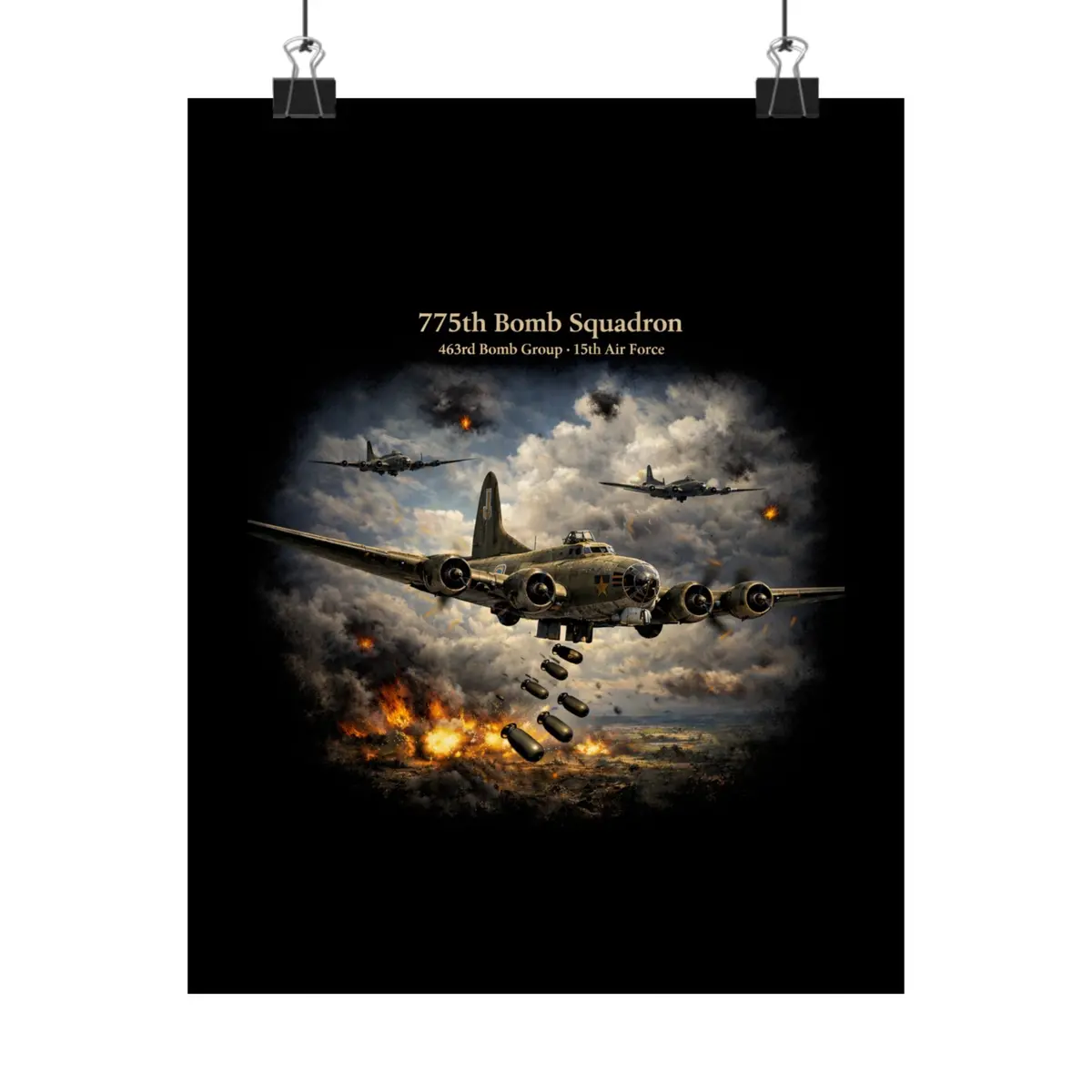 775Th Bomb Squadron Matte Poster — 'Bomb Run' Vintage Wwii Aviation Print 1