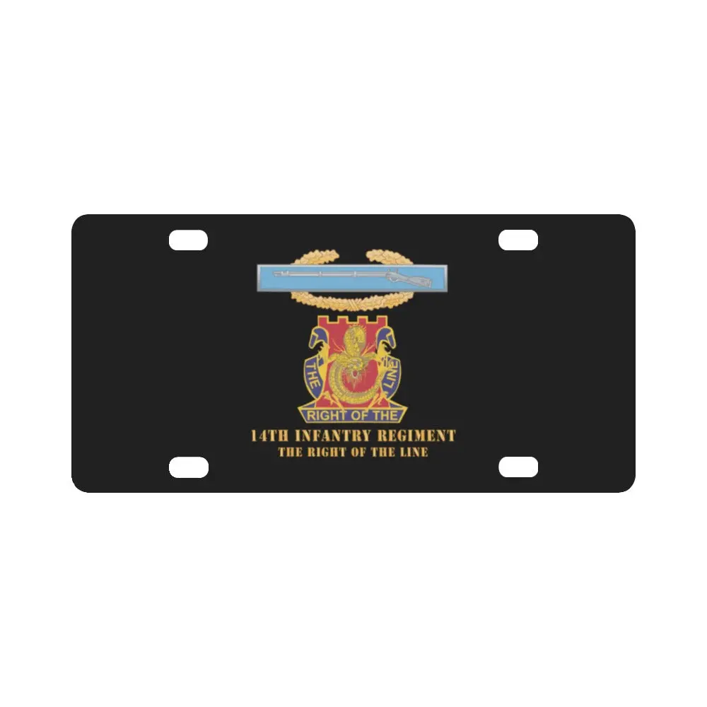 Army - Master Cib - 14Th Infantry Regiment - Dui W Txt X 300 Classic License Plate 1