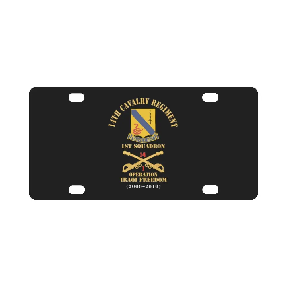 Army - 14Th Cavalry Regiment W Cav Br - 1St Squadron - Operation Iraqi Freedom - 2009-2010 - Red Txt Classic License Plate 1