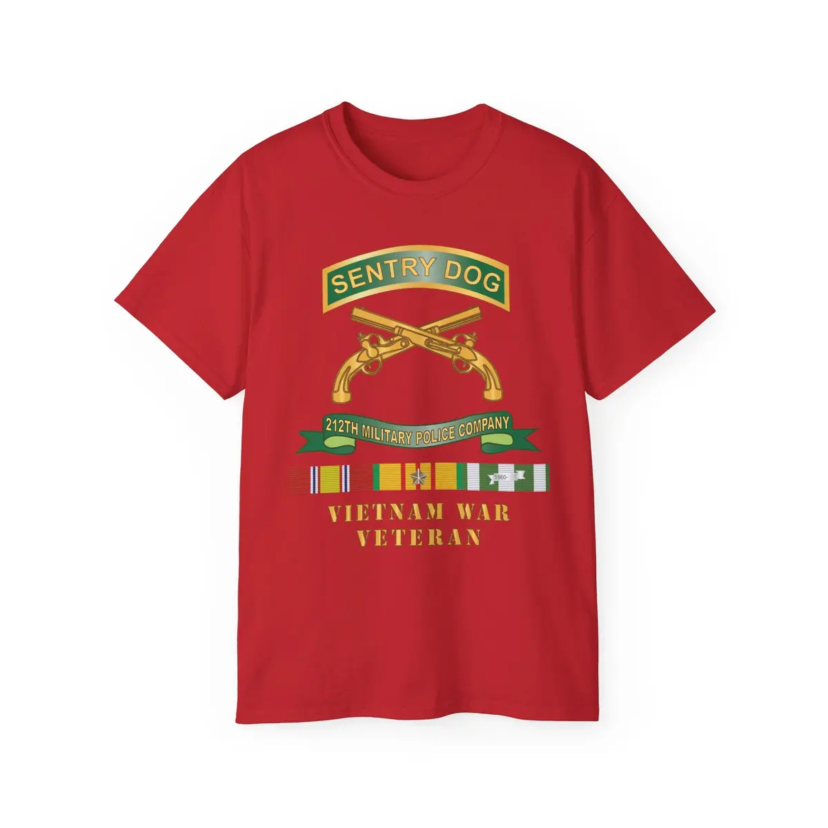 Unisex Ultra Cotton Tee - Army - Sentry Dog - 212Th Military Police Company W Br - Ribbon Vietnam War Veteran W Vn Svc X 300 13