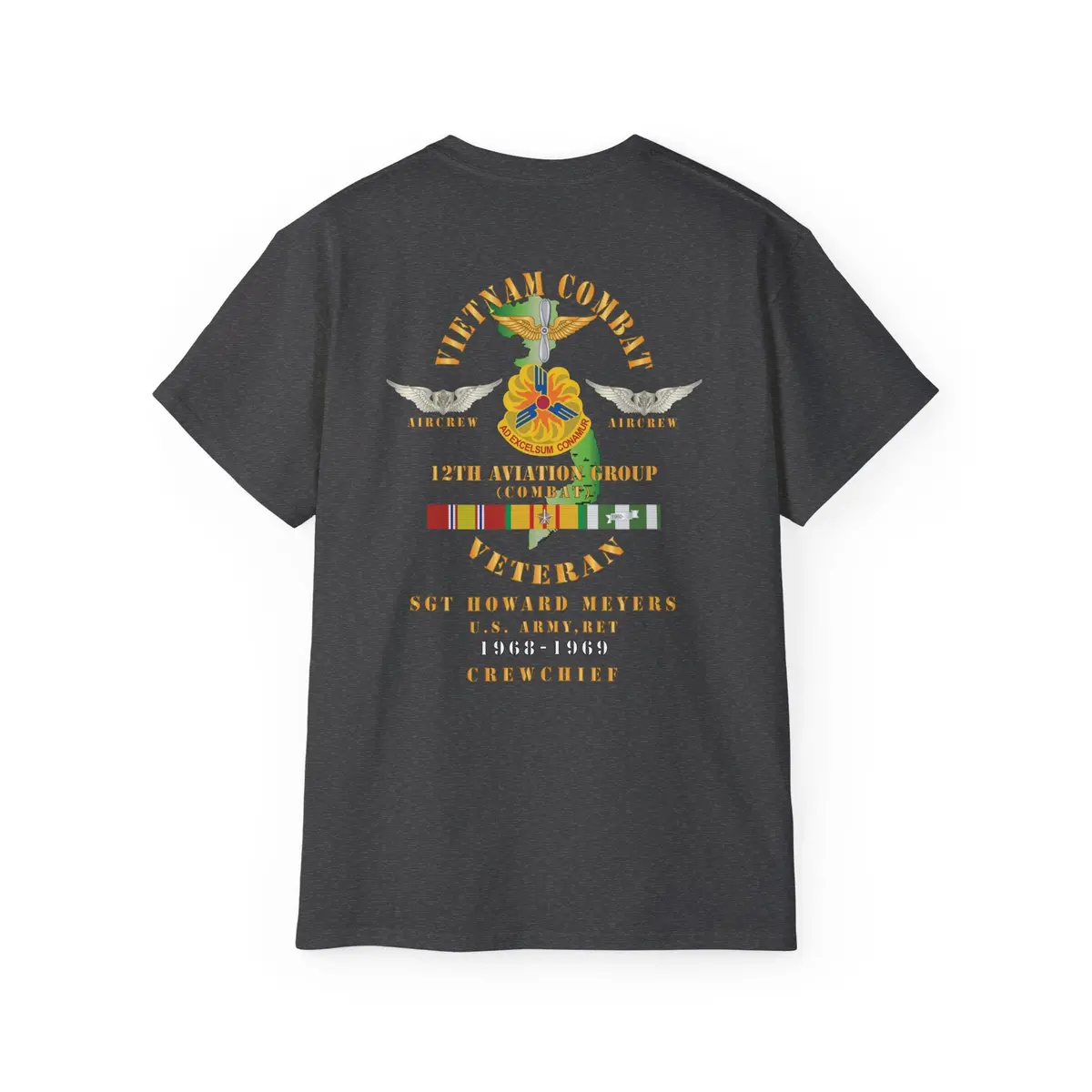 Unisex Ultra Cotton Tee - Vietnam Combat Aviation Vet W Air Crew Badges - 12Th Aviation Group - Vietnam - Ssi - Sgt Howard Meyers - 1968-1969 Svc X 300 35