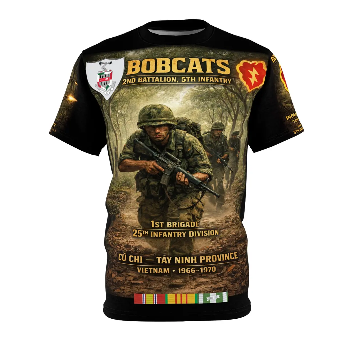 2Nd Battalion, 5Th Infantry Regiment (Bobcats) Tribute Tee — Patrol And Night Perimeter In Cu Chi, Tây Ninh Province, Vietnam War 1