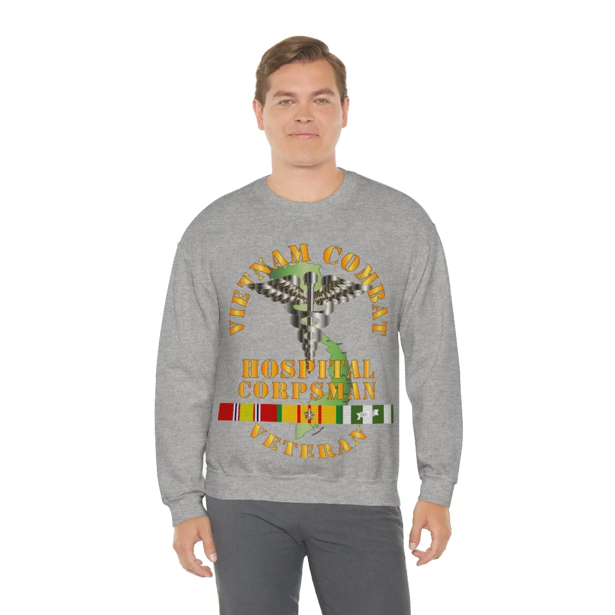 Unisex Heavy Blend Crewneck Sweatshirt - Usn - Usmc - Vietnam Combat Veteran Hospital Corpsman X 300 20