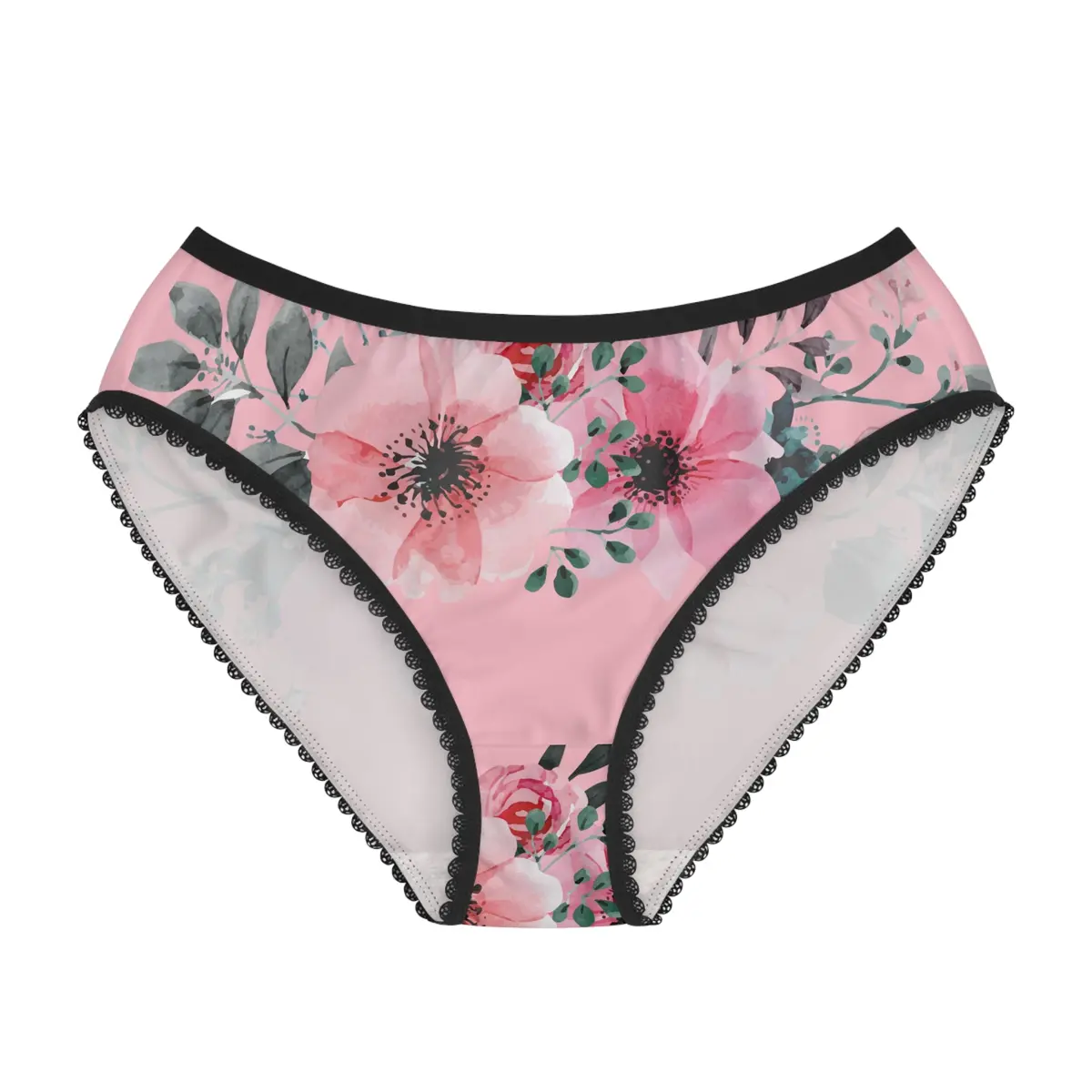 Women's Briefs - Pink Flowers On Pink 1
