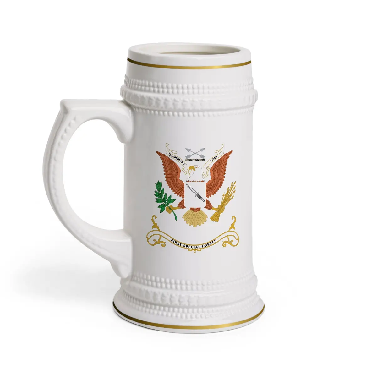 United States Army 1St Special Forces Regimental Coat Of Arms Beer Stein — Military Veteran Stein Mug 1