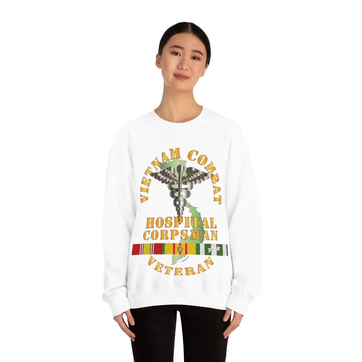 Unisex Heavy Blend Crewneck Sweatshirt - Usn - Usmc - Vietnam Combat Veteran Hospital Corpsman X 300 10