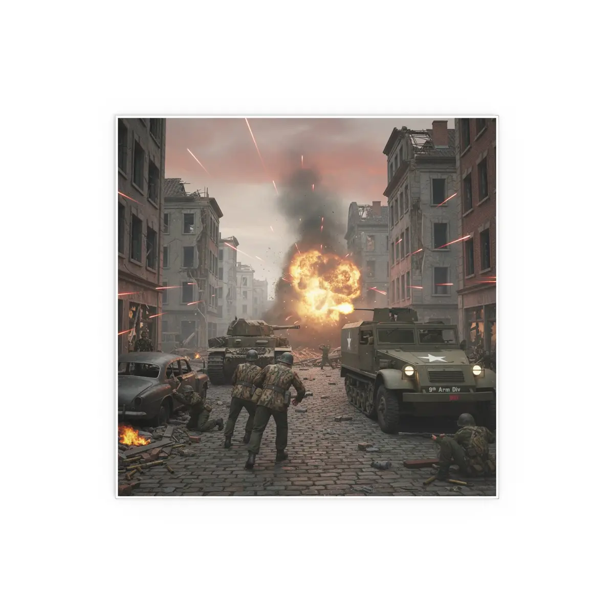 Indoor And Outdoor Silk Posters - M3a1 - 9Th Armor Division Attack - Wwii 6