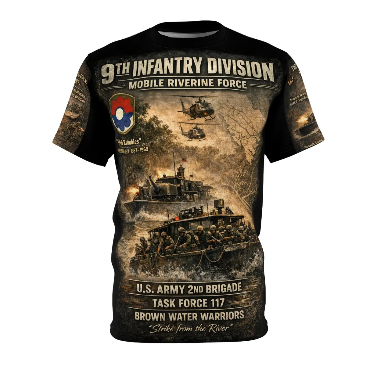 9Th Infantry Division Vietnam Tribute All-Over Print Tee — Mobile Riverine Force (Mrf) 1