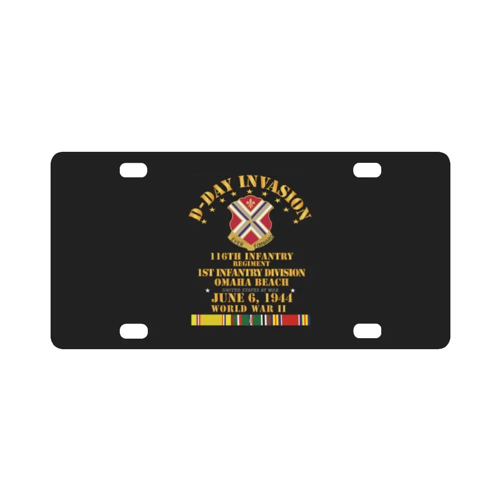 Army - 116Th Infantry Regt - 1St Id - D Day W Svc Classic License Plate 1