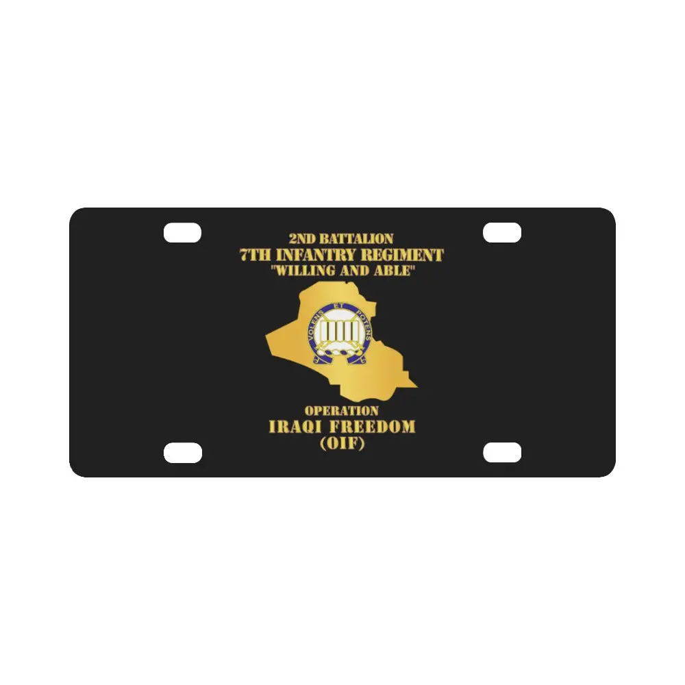 Army - 2Nd Bn 7Th Infantry Regt - Oif W Map Classic License Plate 1