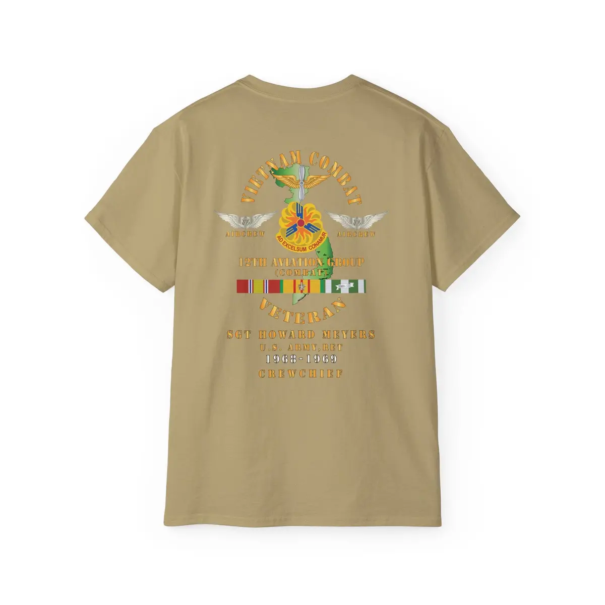 Unisex Ultra Cotton Tee - Vietnam Combat Aviation Vet W Air Crew Badges - 12Th Aviation Group - Vietnam - Ssi - Sgt Howard Meyers - 1968-1969 Svc X 300 26