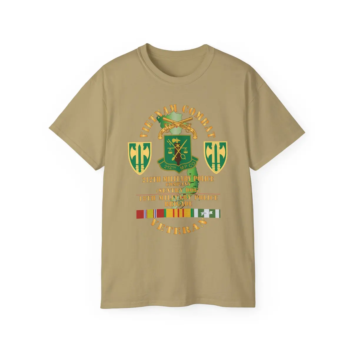 Unisex Ultra Cotton Tee - Army - Vietnam Combat Veteran W 212Th Military Police Company - 18Th Mp Bde Ssi - Vn Svc X 300 8