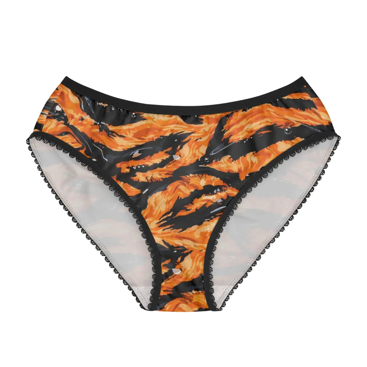 Women's Briefs (Aop) - Orange Tiger-Stripe Hydrographic Pattern 1